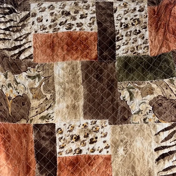 Vtg Alfred Dunner Silk Jacket Womens 2X Quilted Colorblock Animal Print Boho - Picture 4 of 7